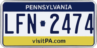 PA license plate LFN2474