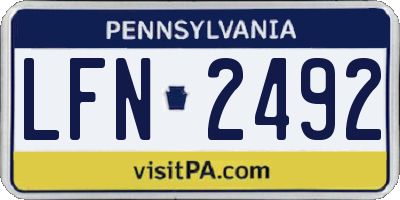 PA license plate LFN2492