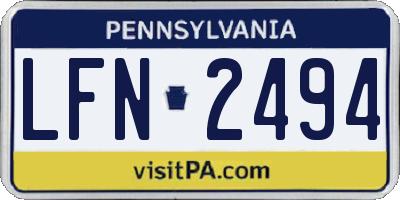 PA license plate LFN2494