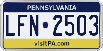 PA license plate LFN2503