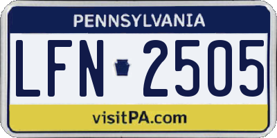 PA license plate LFN2505