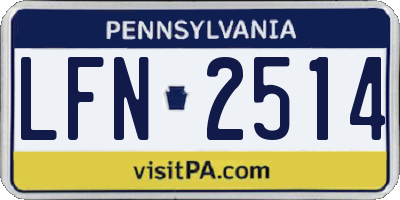 PA license plate LFN2514