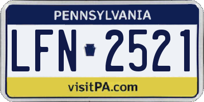 PA license plate LFN2521