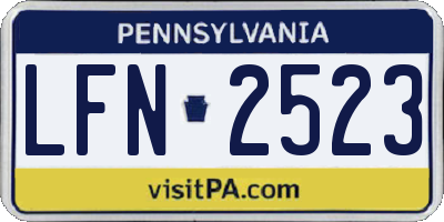 PA license plate LFN2523
