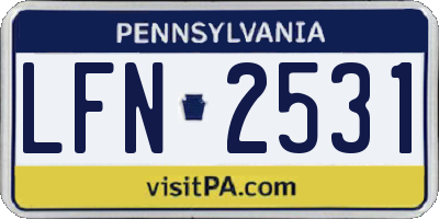 PA license plate LFN2531