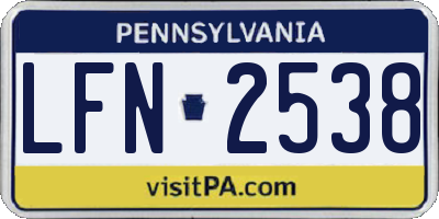 PA license plate LFN2538