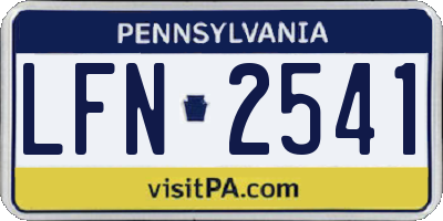 PA license plate LFN2541