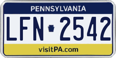 PA license plate LFN2542