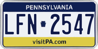 PA license plate LFN2547