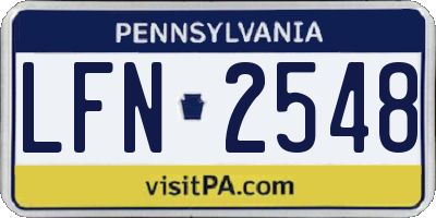 PA license plate LFN2548