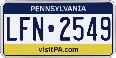 PA license plate LFN2549