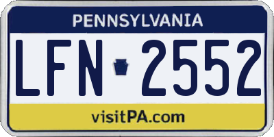 PA license plate LFN2552