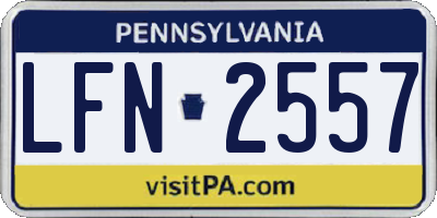 PA license plate LFN2557