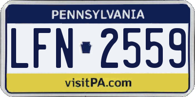 PA license plate LFN2559