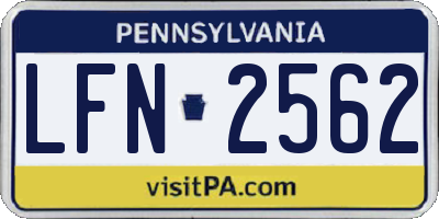 PA license plate LFN2562