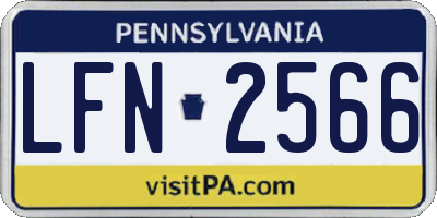 PA license plate LFN2566