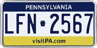 PA license plate LFN2567