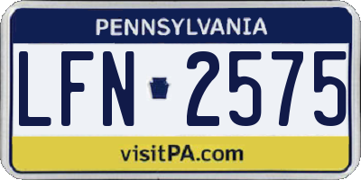 PA license plate LFN2575