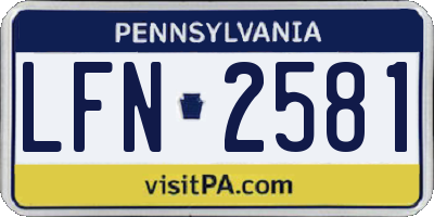 PA license plate LFN2581