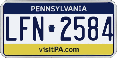 PA license plate LFN2584