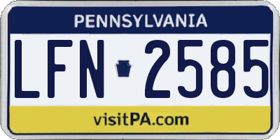 PA license plate LFN2585