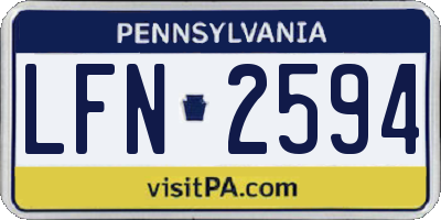 PA license plate LFN2594