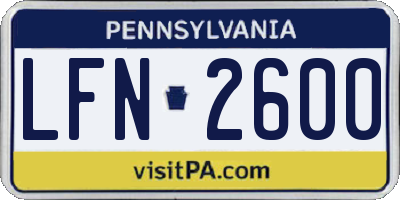 PA license plate LFN2600
