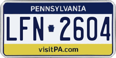 PA license plate LFN2604