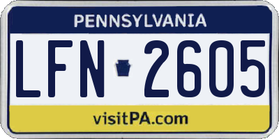 PA license plate LFN2605