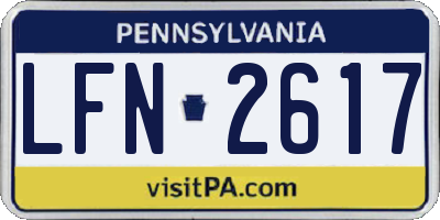 PA license plate LFN2617