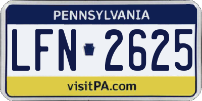 PA license plate LFN2625