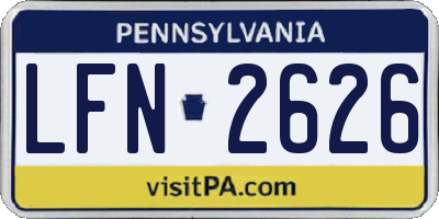 PA license plate LFN2626