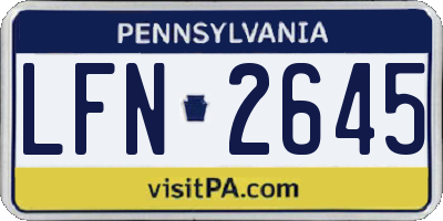 PA license plate LFN2645
