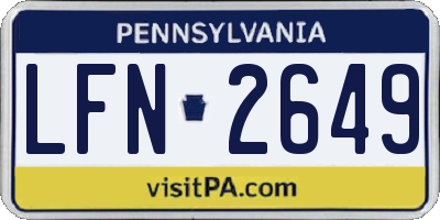PA license plate LFN2649