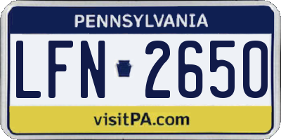 PA license plate LFN2650