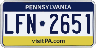 PA license plate LFN2651