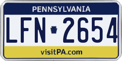 PA license plate LFN2654