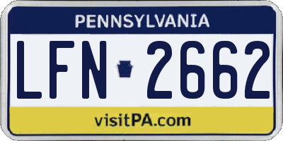 PA license plate LFN2662