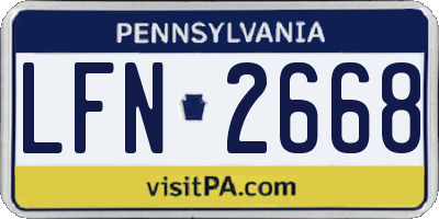 PA license plate LFN2668