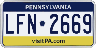 PA license plate LFN2669