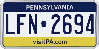PA license plate LFN2694