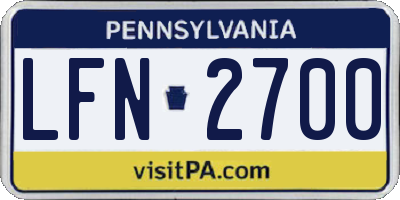 PA license plate LFN2700