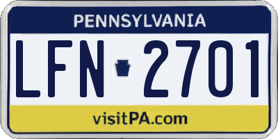 PA license plate LFN2701