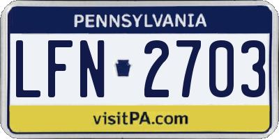 PA license plate LFN2703