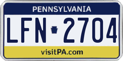 PA license plate LFN2704