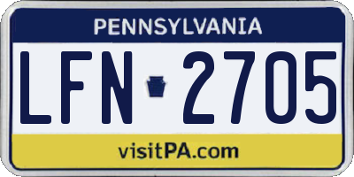 PA license plate LFN2705