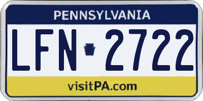 PA license plate LFN2722