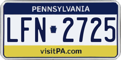 PA license plate LFN2725