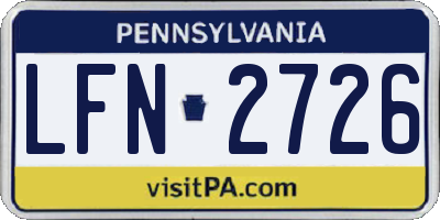 PA license plate LFN2726