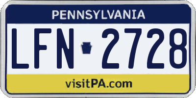 PA license plate LFN2728